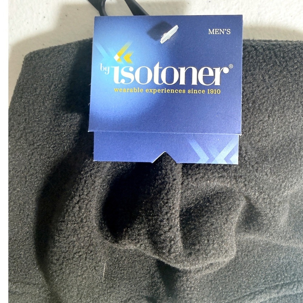 Isotoner Mens Fleece Beanie Hat Black Soft Warm Winter Cap One Size New - Picture 2 of 5